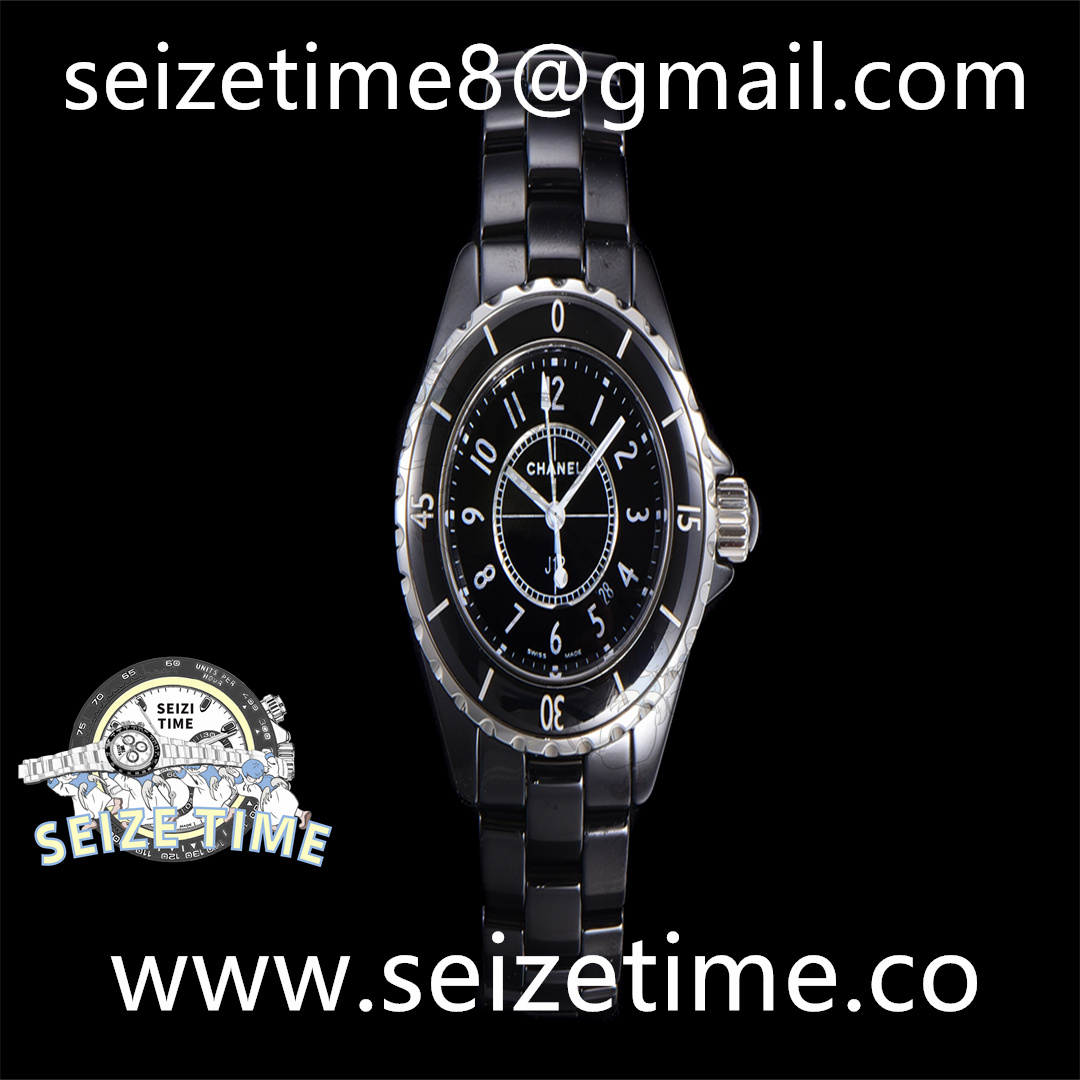 J12 33mm CER Black Dial on CER Bracelet EAST Swiss Qtz
