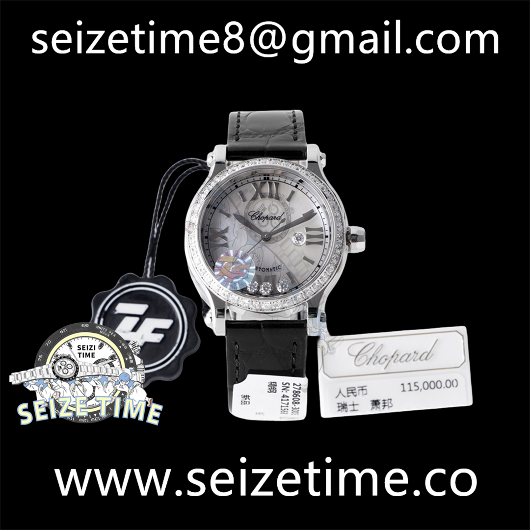 Happy Sport 33mm SS ZF 1:1 Best Edition White MOP Dial on Black Leather Strap MIYOTA 9015