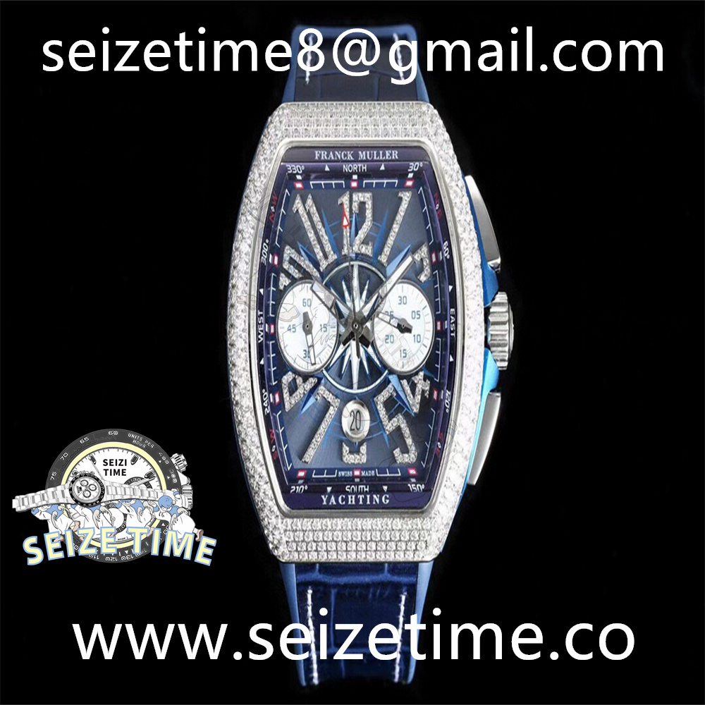 Vanguard Chrono RG ABF 1:1 Best Edition Diamonds Bezel Blue Textured Dial on Blue Nylon Strap A7750