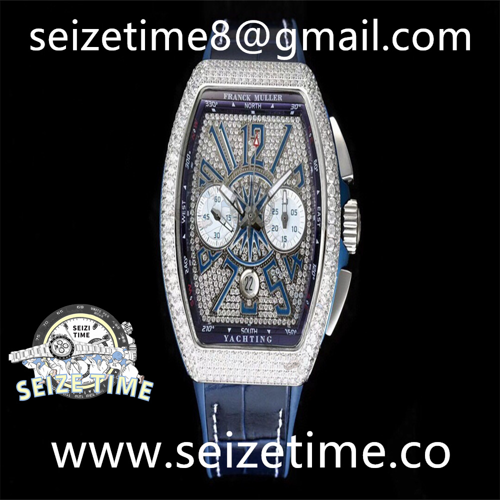 Vanguard Chrono RG ABF 1:1 Best Edition Diamonds Bezel Blue Textured Dial on Blue Nylon Strap A7750