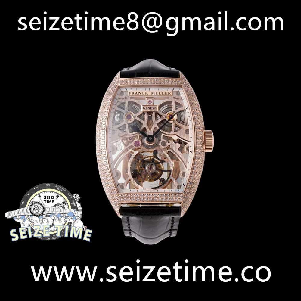 Fast Tourbillon SS Full Diamonds Skeleton Dial on Leather Strap ABF Tourbillon