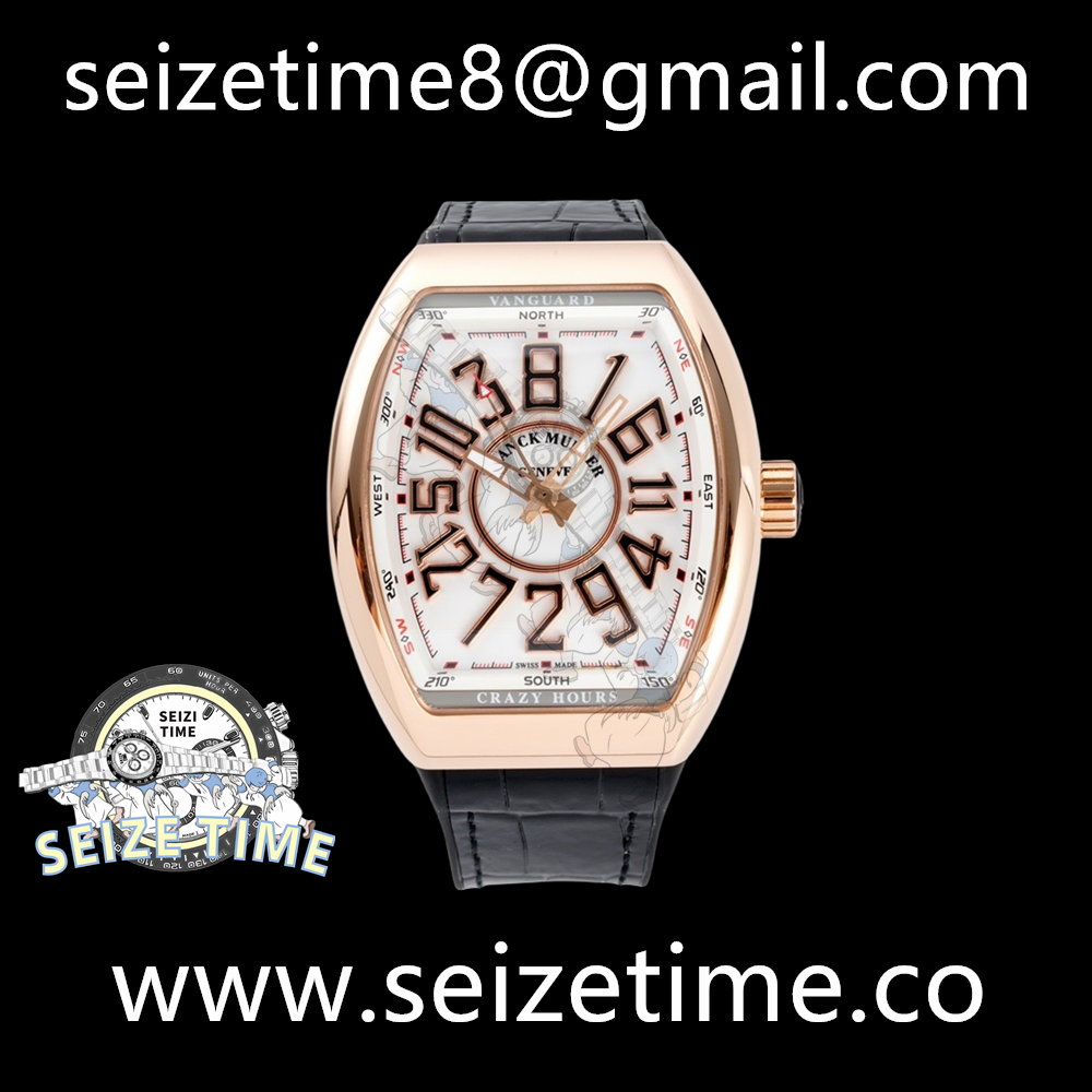 Vanguard Crazy Hours RG White Dial on Leather Strap ABF A2824