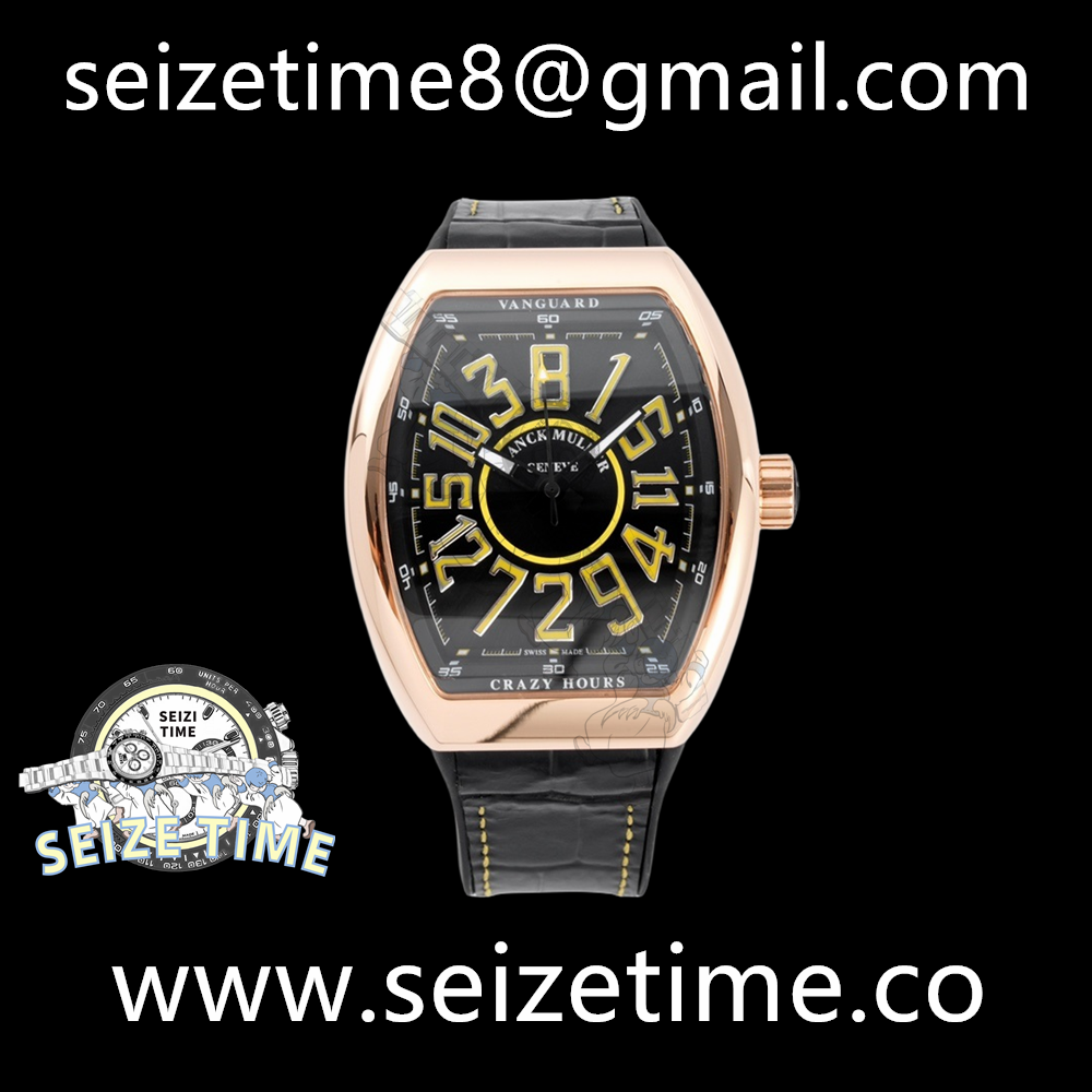 Vanguard Crazy Hours RG Black Dial on Leather Strap ABF A2824
