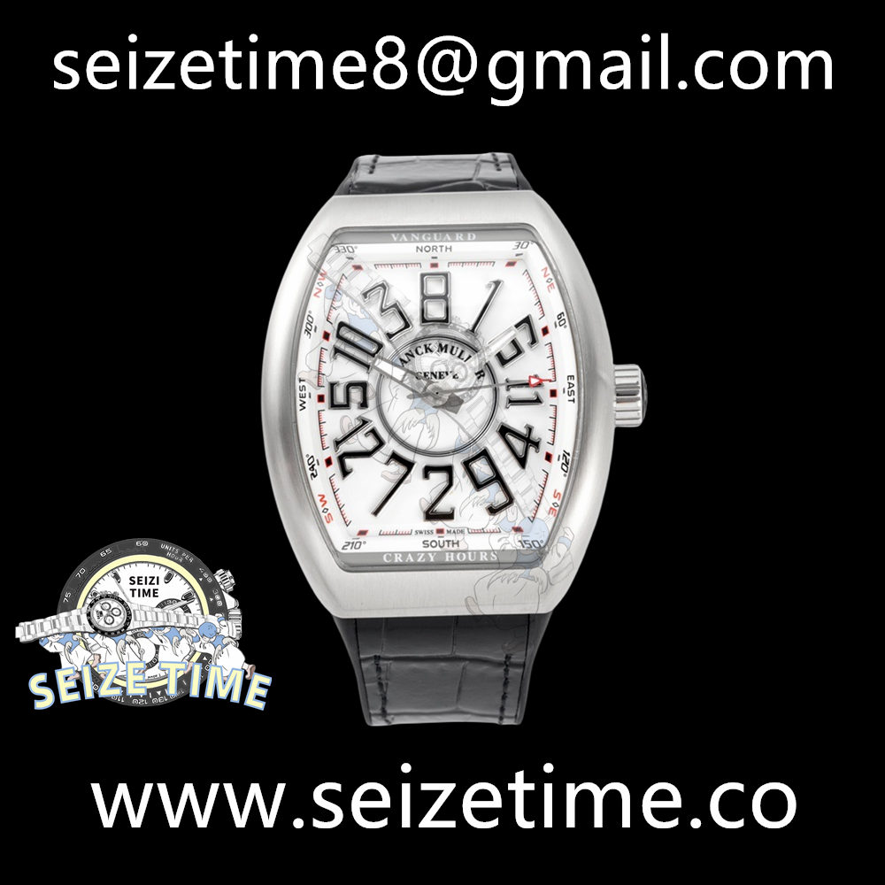 Vanguard Crazy Hours SS White Dial on Leather Strap ABF A2824