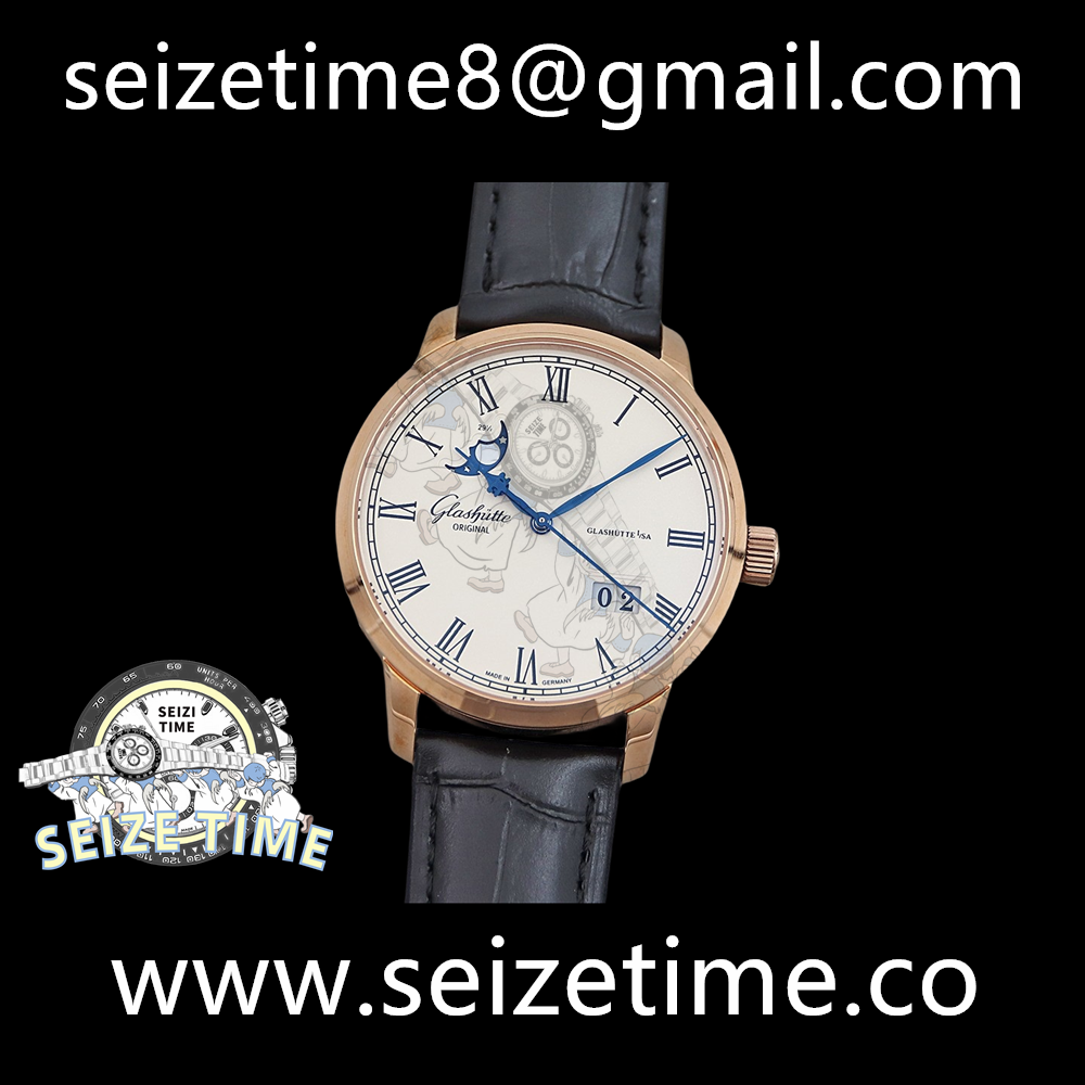 Senator Excellence Date Moon Phase RG White Dial on Leather Strap GGR MY9015