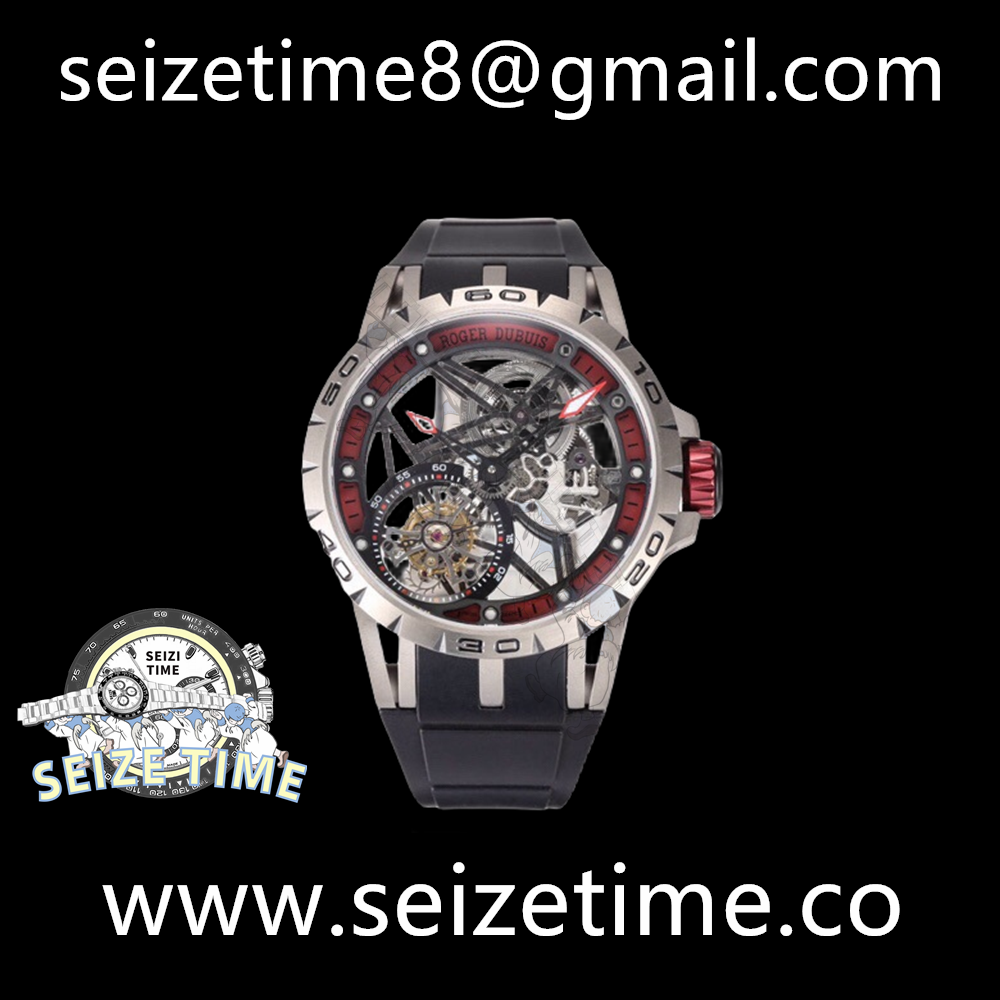 Excalibur Sports Tourbillon SS Titanium Case BBRF Best Edition Skeleton Dial on Black Rubber Strap