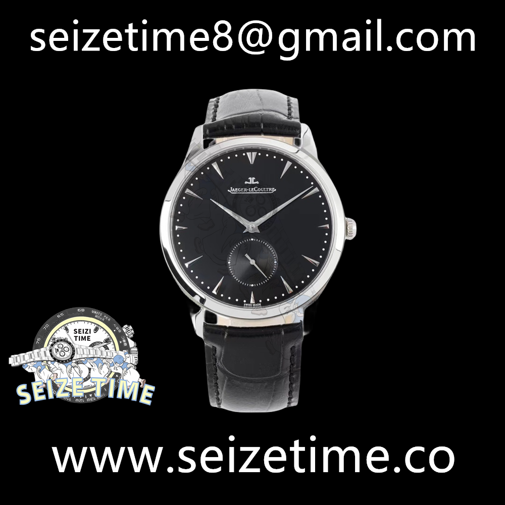 Master Ultra Thin Small Second SS ZF 1:1 Best Edition Black Dial on Black Leather Strap A896