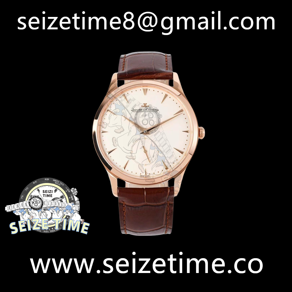 Master Ultra Thin Small Second RG ZF 1:1 Best Edition White Dial on Brown Leather Strap A896
