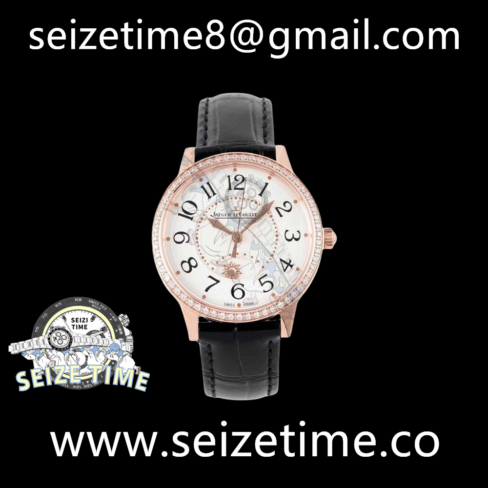 Rendez-Vous Night & Day RG ZF 1:1 Best Edition White Dial Black Markers Diamonds Bezel on Black Leather Strap A898