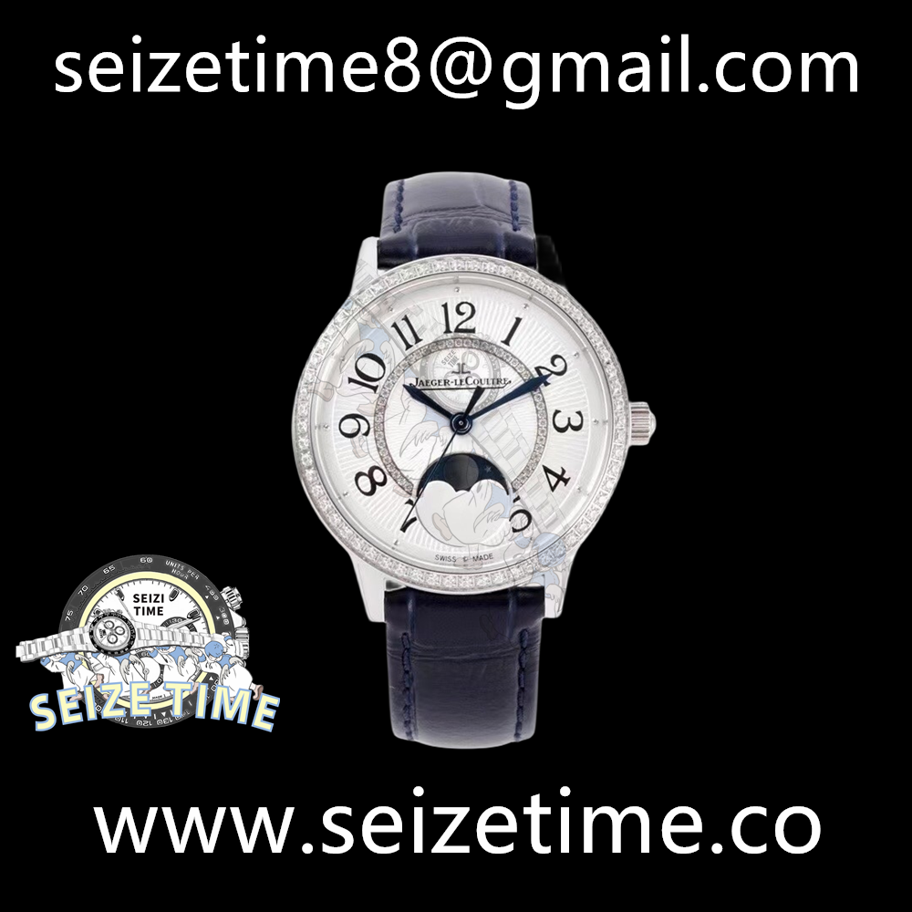 Rendez-Vous Night & Day SS ZF 1:1 Best Edition White Textured Dial Diamonds Bezel on Blue Leather Strap A898