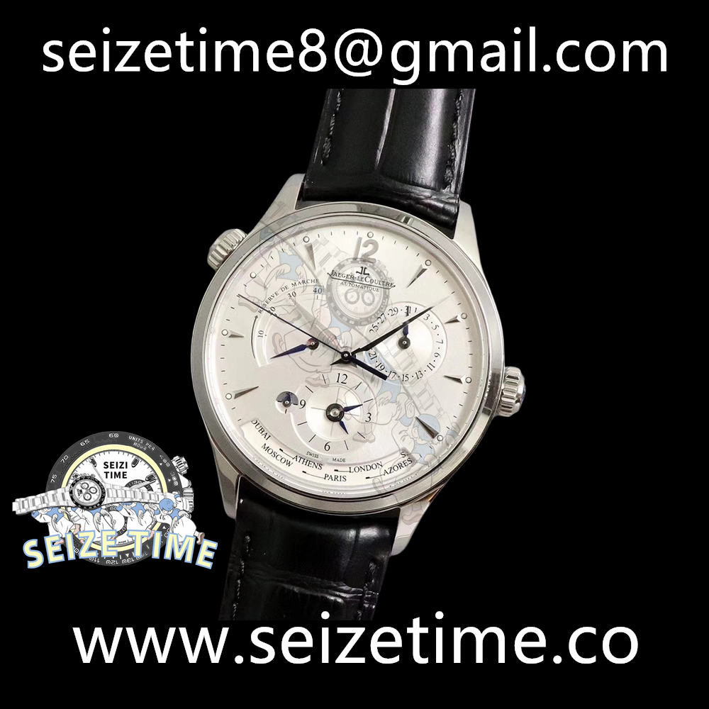 Master Geographic Real PR SS ZF 1:1 Best Edition White Dial on Black Leather Strap A939