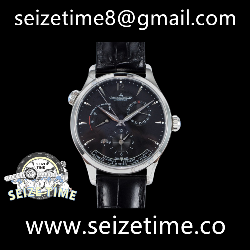 Master Geographic Real PR SS ZF 1:1 Best Edition Black Dial on Black Leather Strap A939