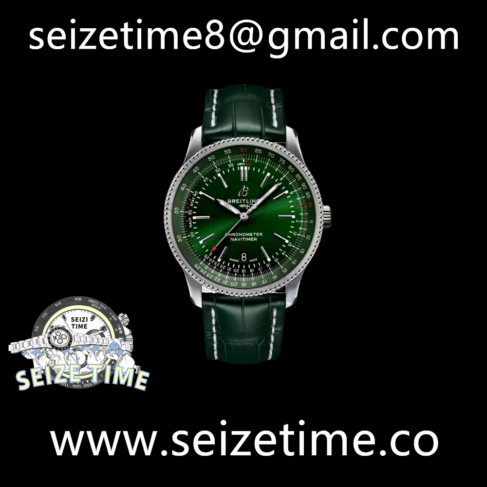 Navitimer Automatic 41 SS Green Dial on Leather Strap TF A2824