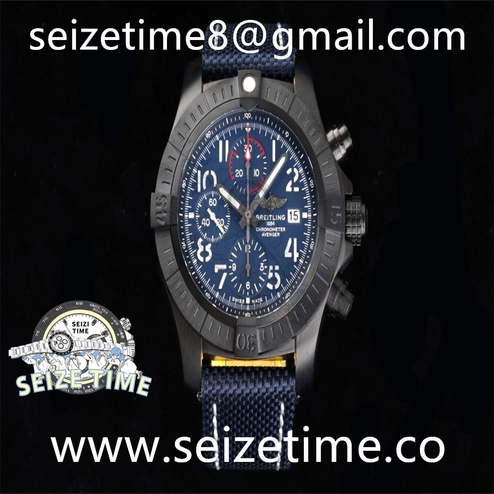 Avenger Chronograph 45 DLC Blue Dial on Nylon Strap GF A7750