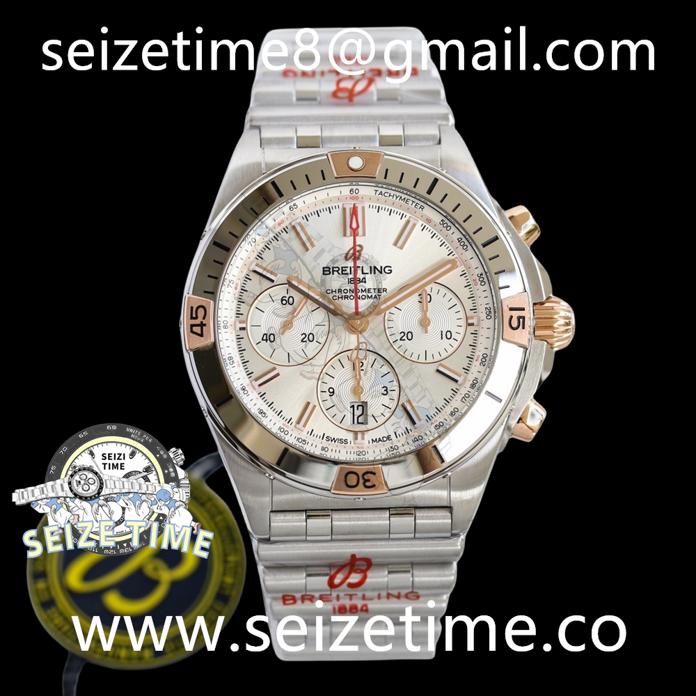 Chronomat B01 42 RG/SS White Dial on SS Bracelet GF Asia 7750