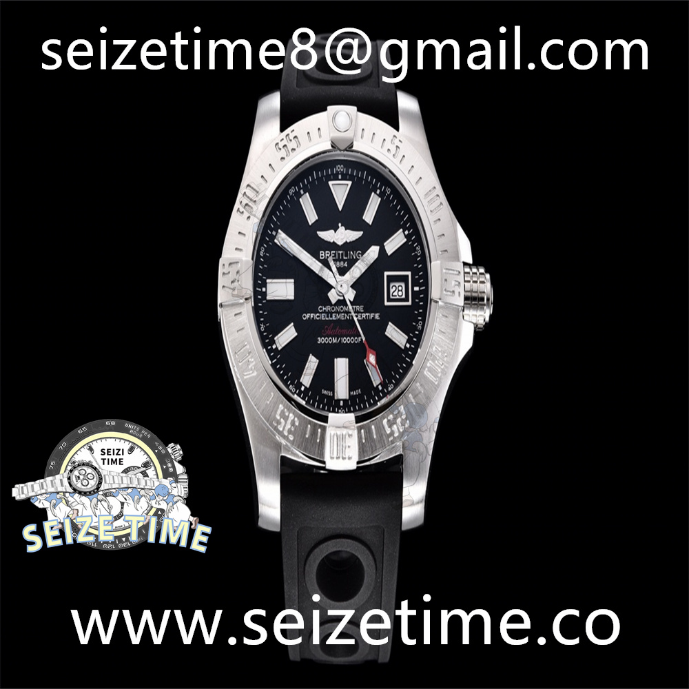 Avenger Automatic 43 SS Black Dial on ON RUBBER STRAP TF ASIA 2824
