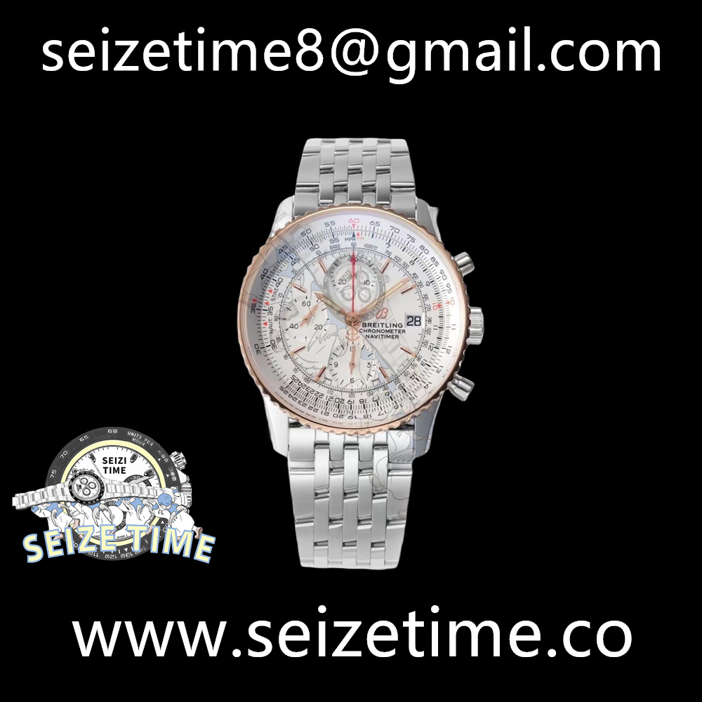 Navitimer Chronograph 41 RG White Dial on SS Bracelet KOR Asia 7750