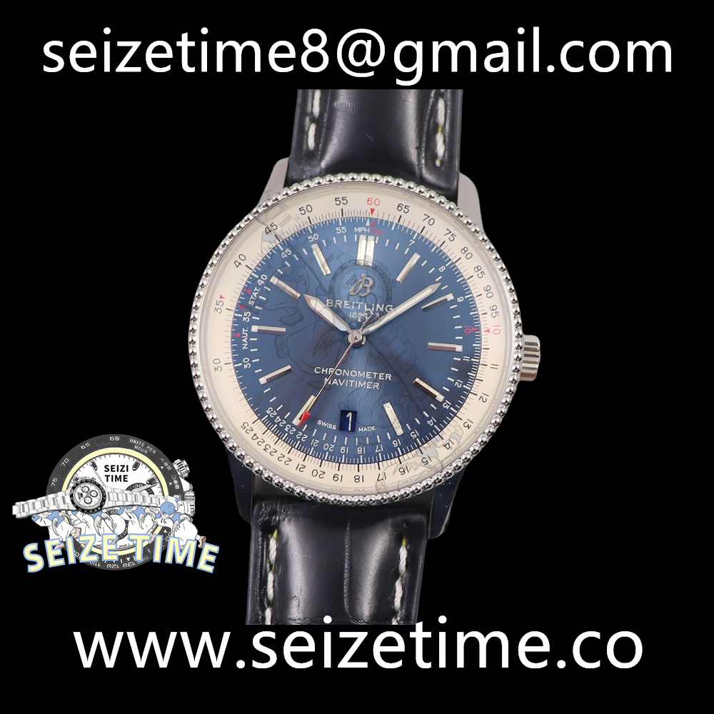 Navitimer Automatic 41 SS Blue Dial on Leather Strap TF A2824