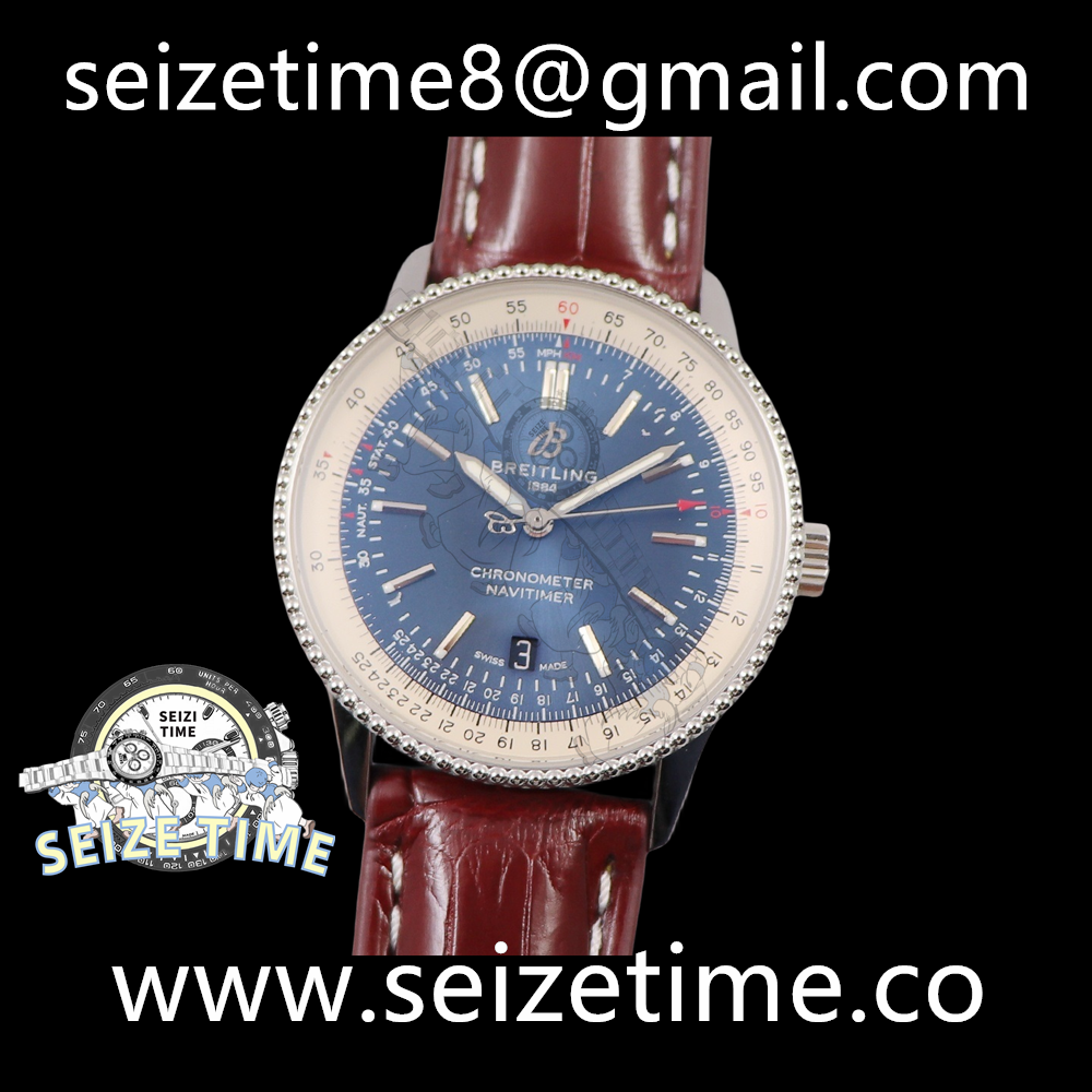 Navitimer Automatic 41 SS Blue Dial on Leather Strap TF A2824