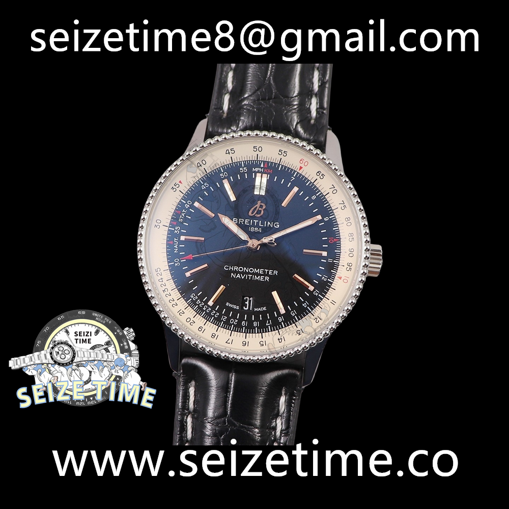 Navitimer Automatic 41 SS Black Dial on Leather Strap TF A2824