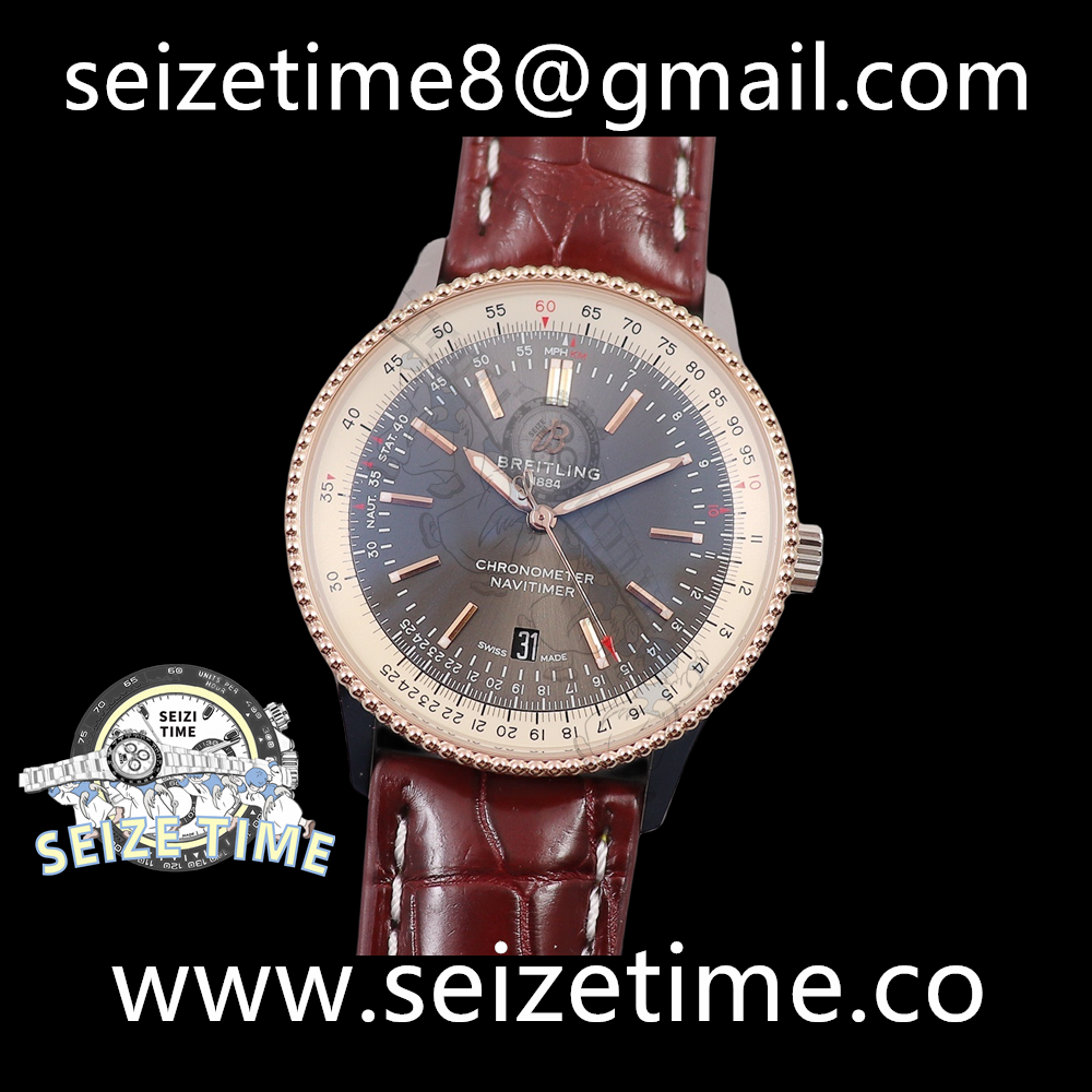 Navitimer Automatic 41 RG/SS Grey Dial on Leather Strap TF A2824