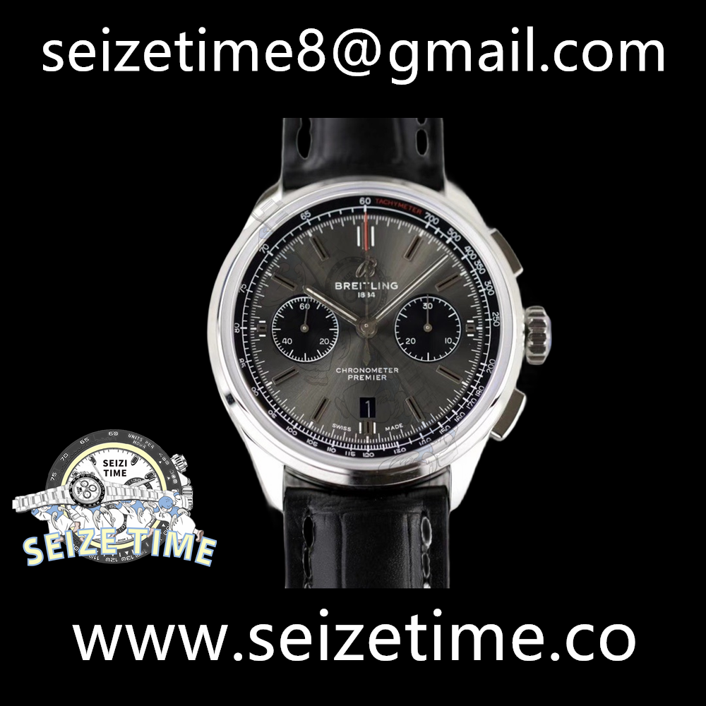 Premier B01 Chronograph 42 SS Grey Dial on Leather Strap GF Asia 7750