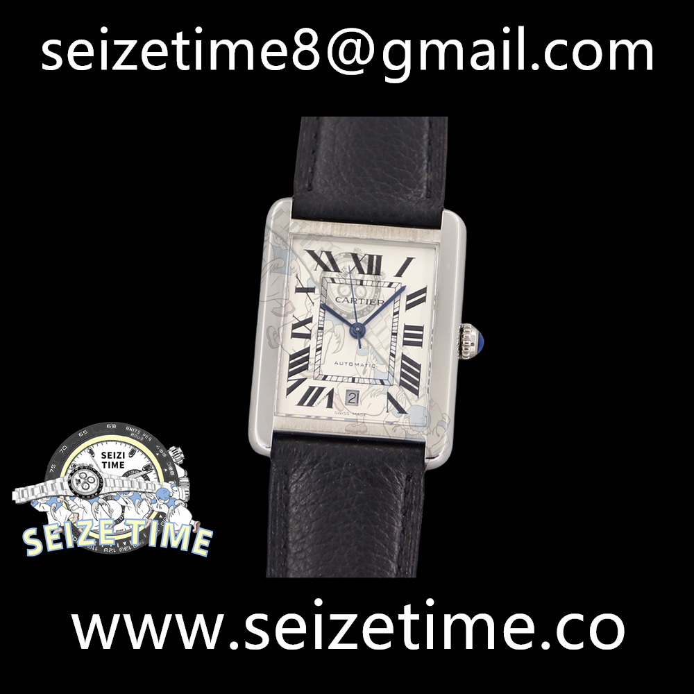 Tank Solo SS White Dial Roman on Black Leather Strap TWF Miyota 9015