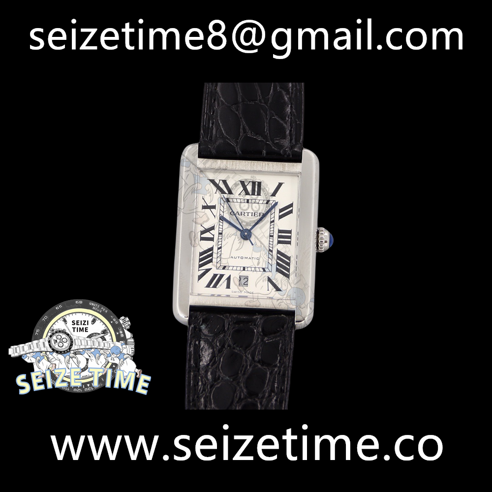 Tank Solo SS White Dial Roman on Black-C Leather Strap TWF Miyota 9015