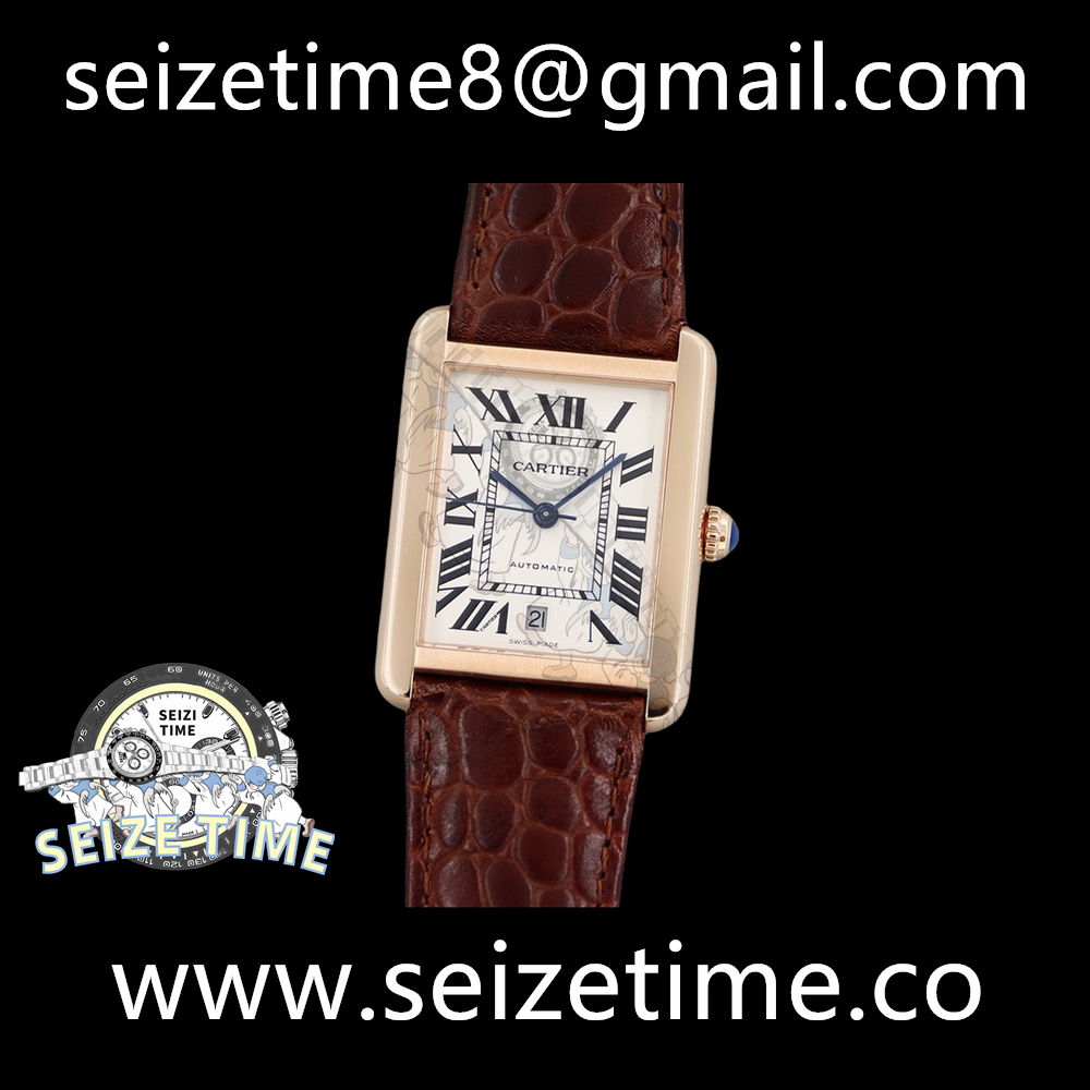 Tank Solo RG White Dial Roman on Leather Strap TWF Miyota 9015