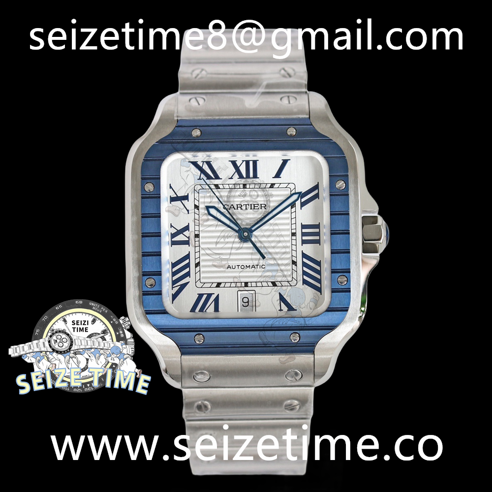 Santos De Cartier Large SS White Dial on SS Bracelet GF MY9015
