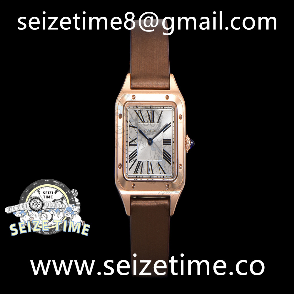 Santos-Dumont (Large) RG White Dial on Leather Strap F1F Qtz