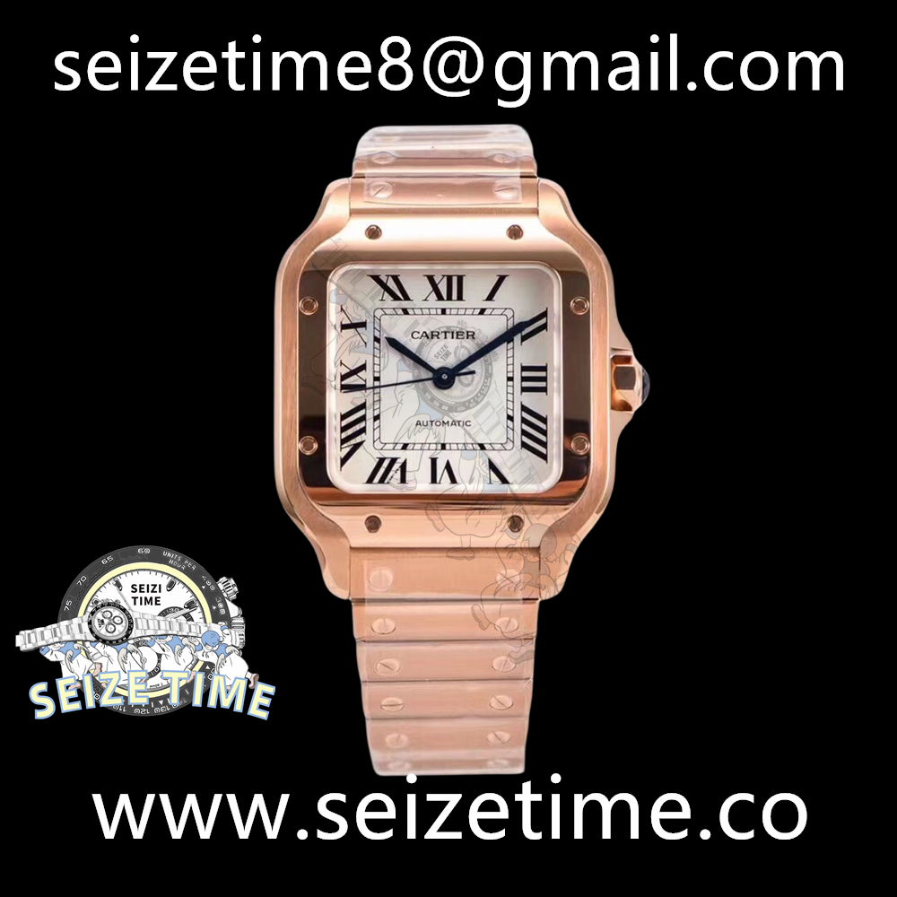 Santos De Cartier Medium RG White Dial on RG Bracelet BVF MY9015