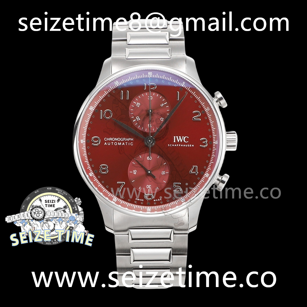 Portugieser Chronograph IW371616 SS Red Dial on SS Bracelet V6S A7750