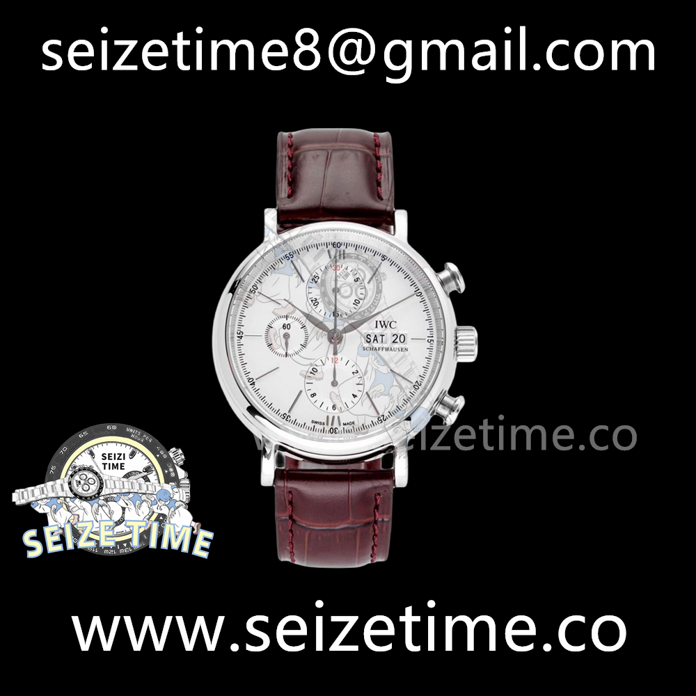 Portofino Chronograph &quot IW391001 SS White Dial on Leather Strap VZF A7750