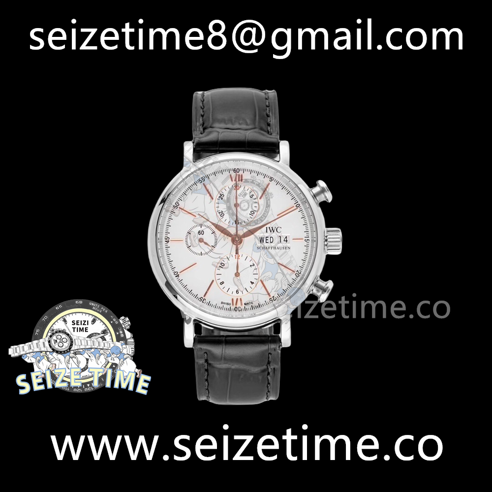 Portofino Chronograph IW378302 SS White Dial on Leather Strap VZF A7750