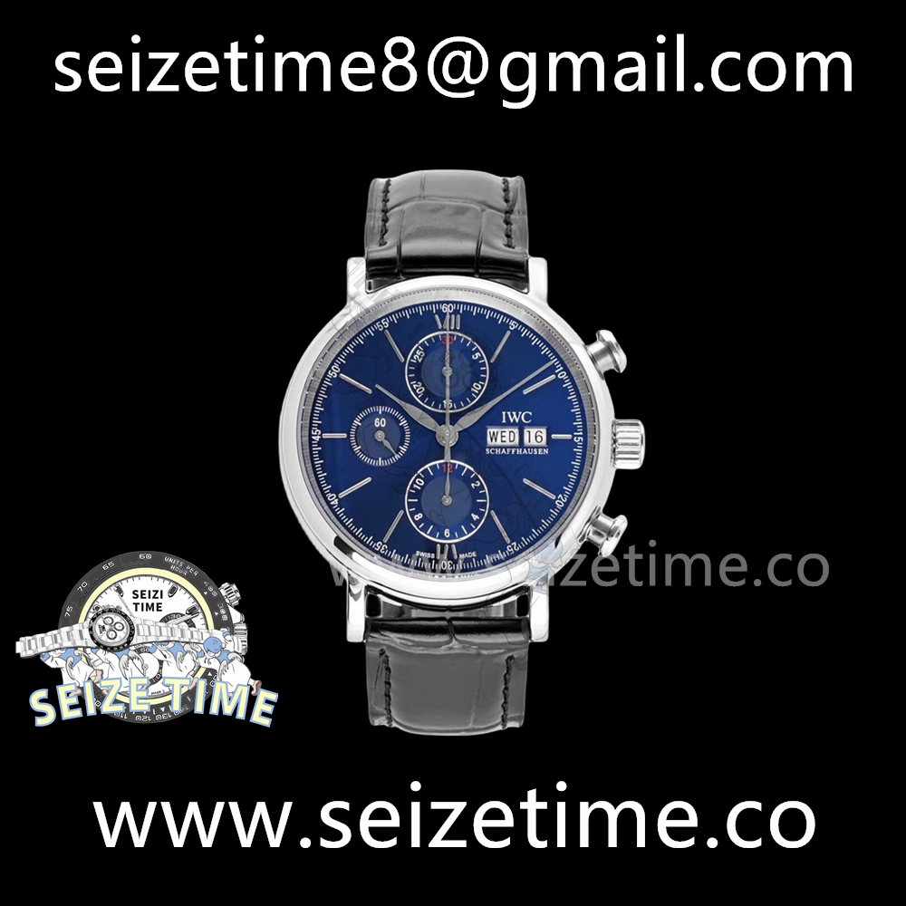 Portofino Chronograph IW391019 SS Blue Dial on Leather Strap VZF A7750
