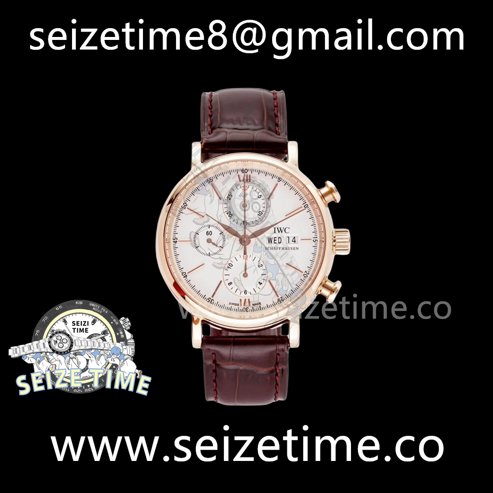 Portofino Chronograph IW391020 RG White Dial on Leather Strap VZF A7750
