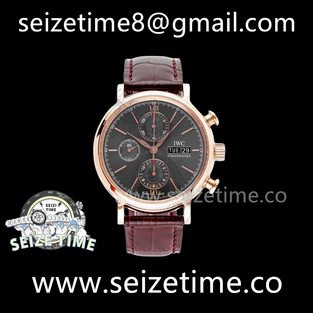 Portofino Chronograph IW391021 RG Grey Dial on Leather Strap VZF A7750