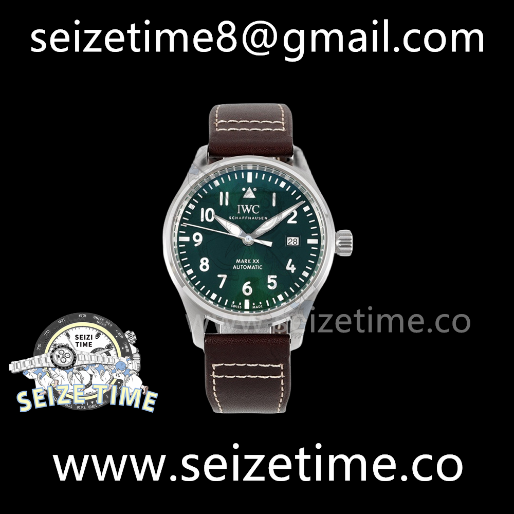Pilot’s Watch Mark XX IW328205 SS Green Dial Num on Leather Strap ZF A32111