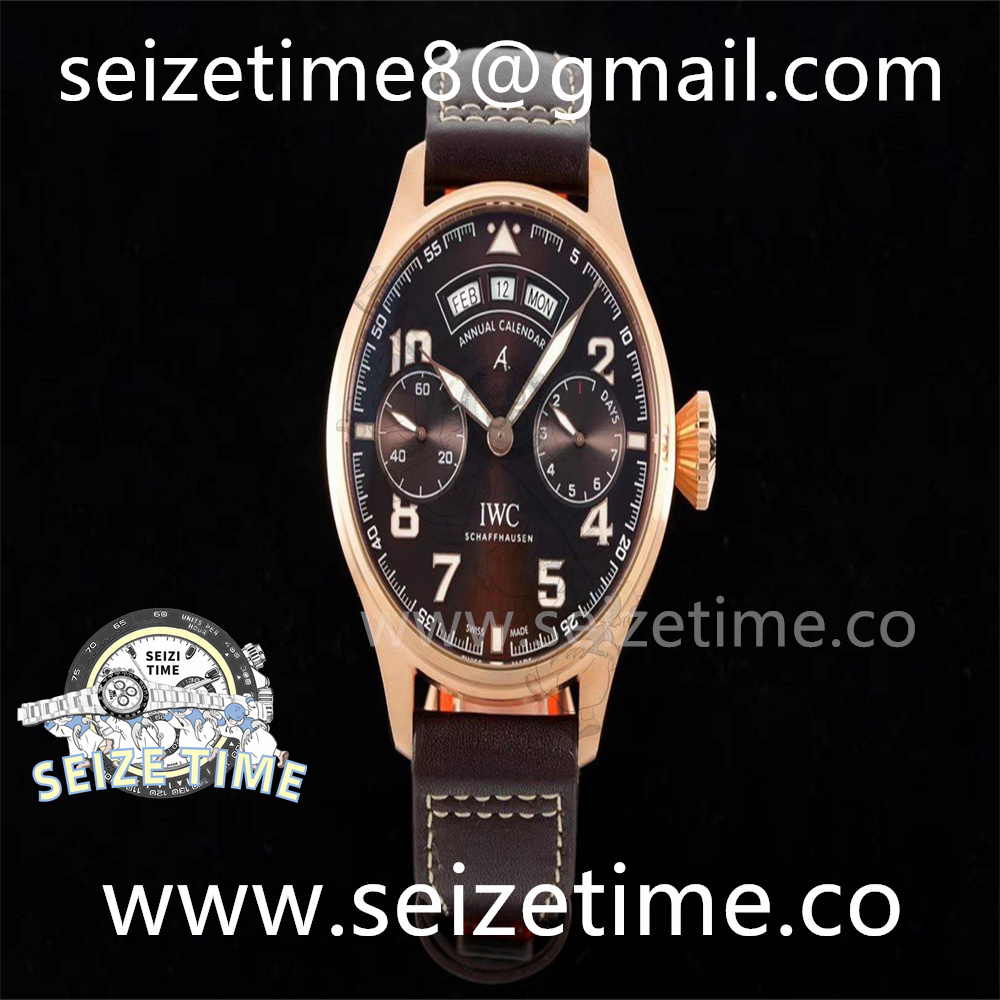 Big Pilot Annual Calendar "Antoine De St. Exupery" IWC502706 RG Brown Dial on Leather Strap AZF A52850