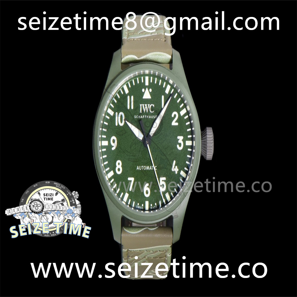PILOT’S WATCH “LAUREUS SPORT FOR GOOD” IW329802 CER Green DIAL NUM ON LEATHER STRAP ZF A32111