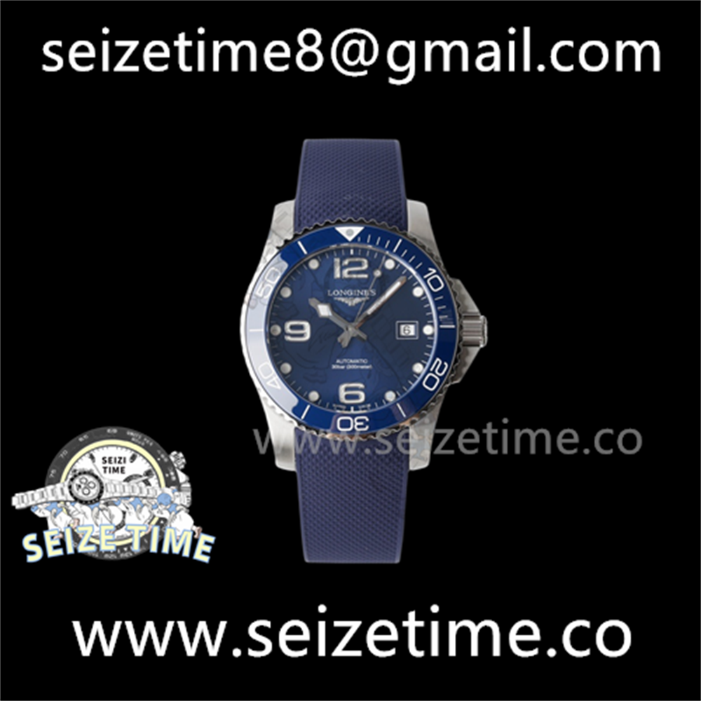 Conquest Real Ceramic Bezel SS ZF 1:1 Best Edition Blue Dial on Blue Rubber Strap A2824