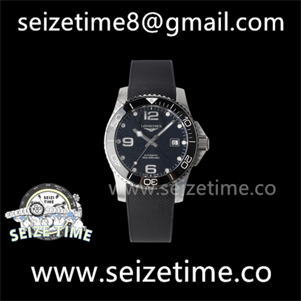 Conquest Real Ceramic Bezel SS ZF 1:1 Best Edition Black Dial on Black Rubber Strap A2824