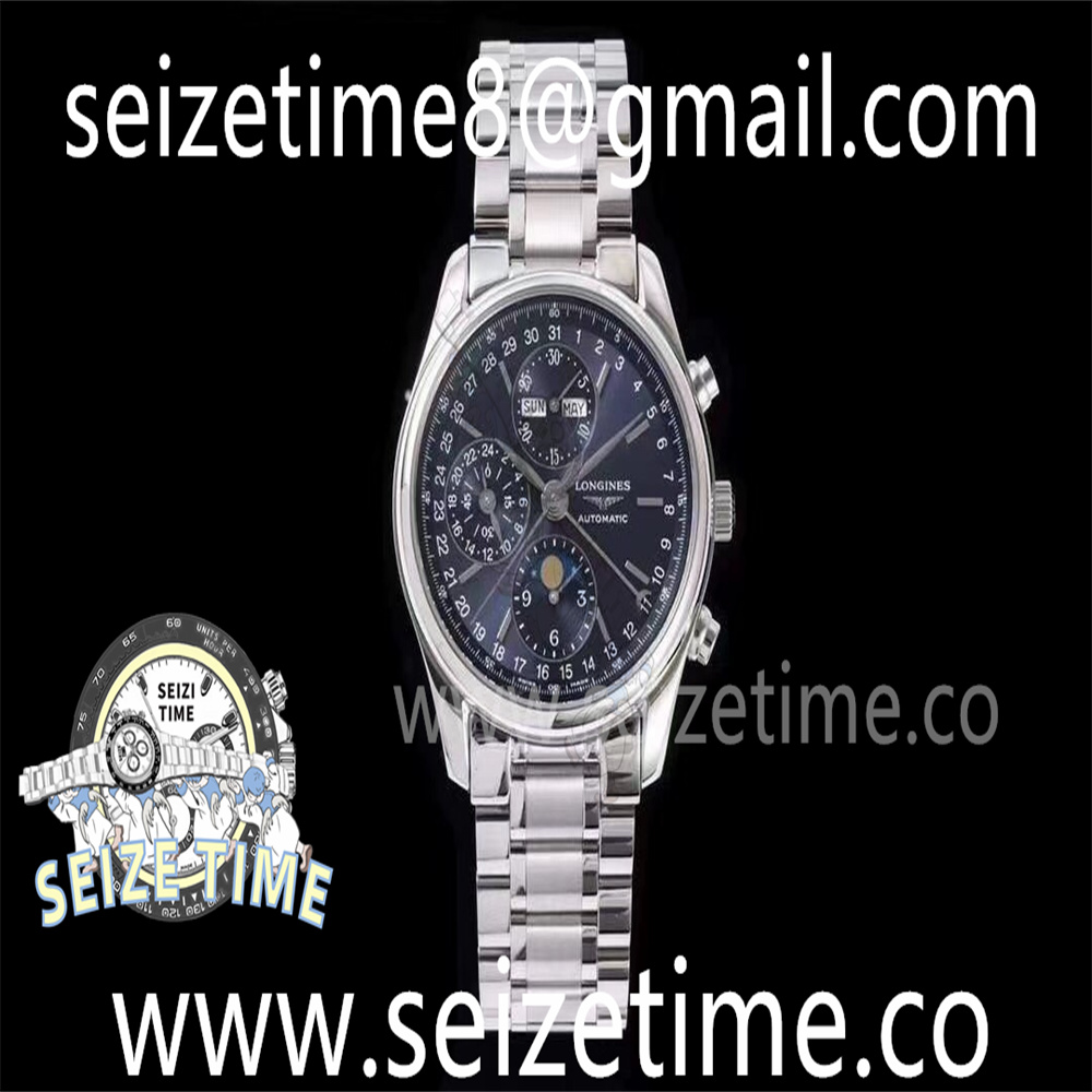 Master Moonphase Chronograph SS GSF 1:1 Best Edition Blue Dial on SS Bracelet A7751