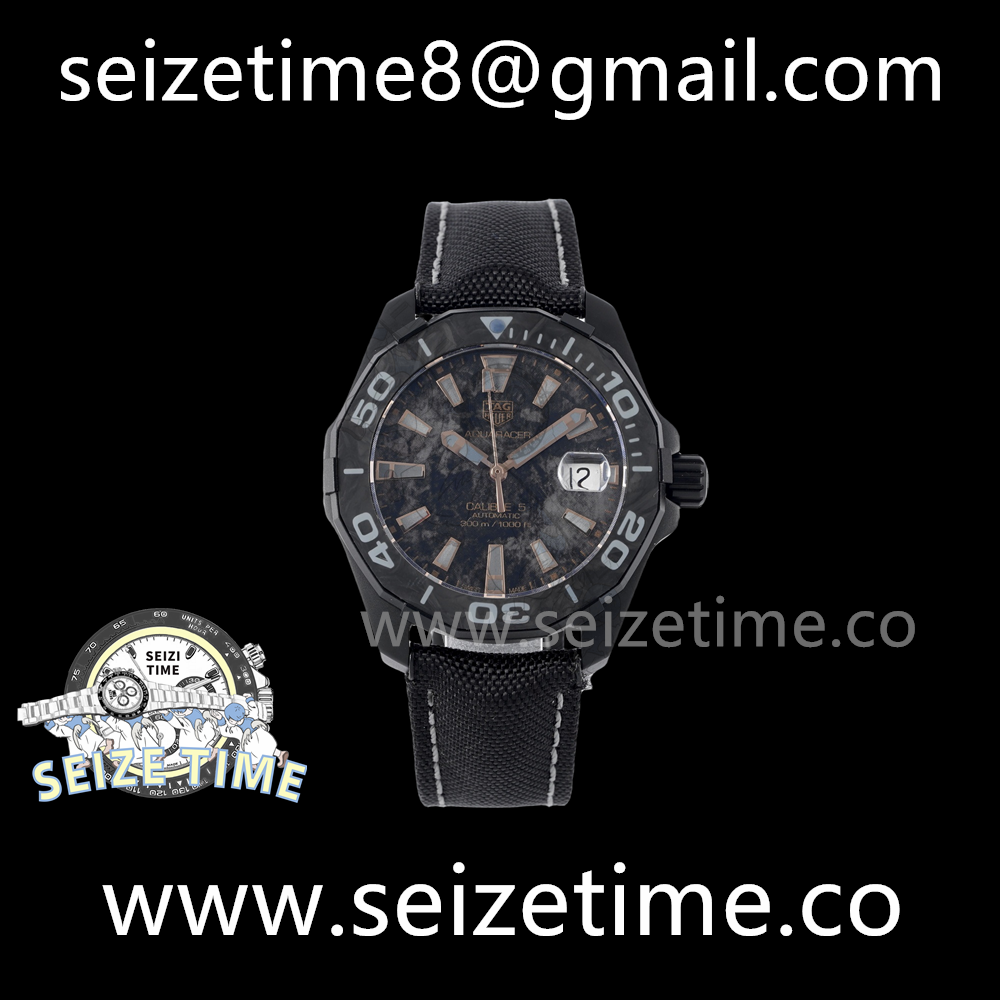 Aquaracer 41mm PVD Carbon RG Dial on Rubber Strap TARF SW200