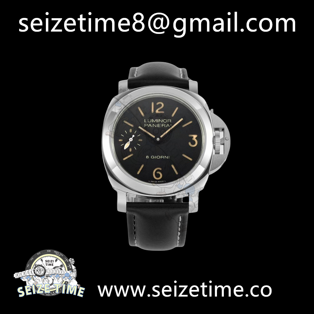 Luminor Base 8 Days PAM00915 SS Black Dial on Leather Strap HWF A6497