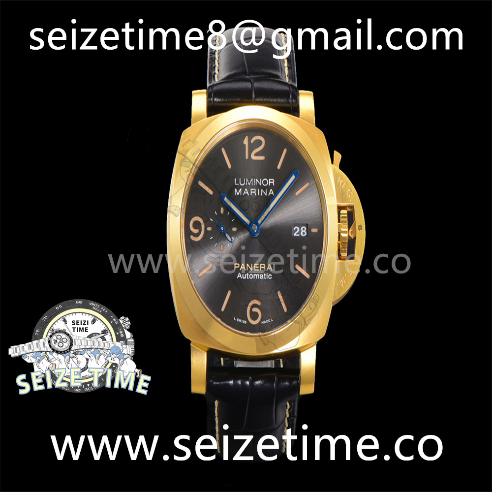 Luminor Marina 44mm PAM01115 YG Black Dial on Leather Strap SBF P9010