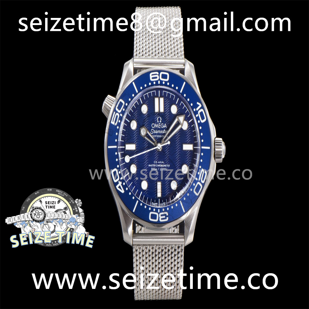 Seamaster 300m "James Bond 60th Anniversary" SS Blue Dial on SS Mesh Bracelet VSF A8806