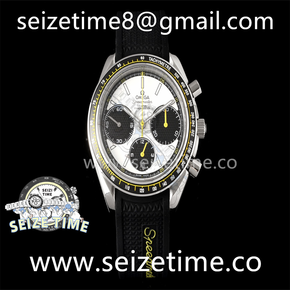 Speedmaster Racing Chronograph 40mm SS White Dial on Rubber Strap HKF C3330