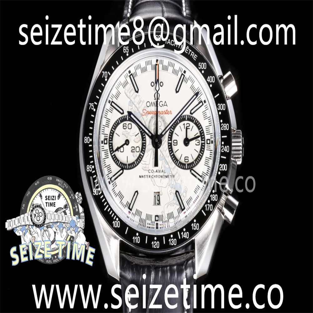 Speedmaster Racing Master SS White Dial on Leather Strap A7750